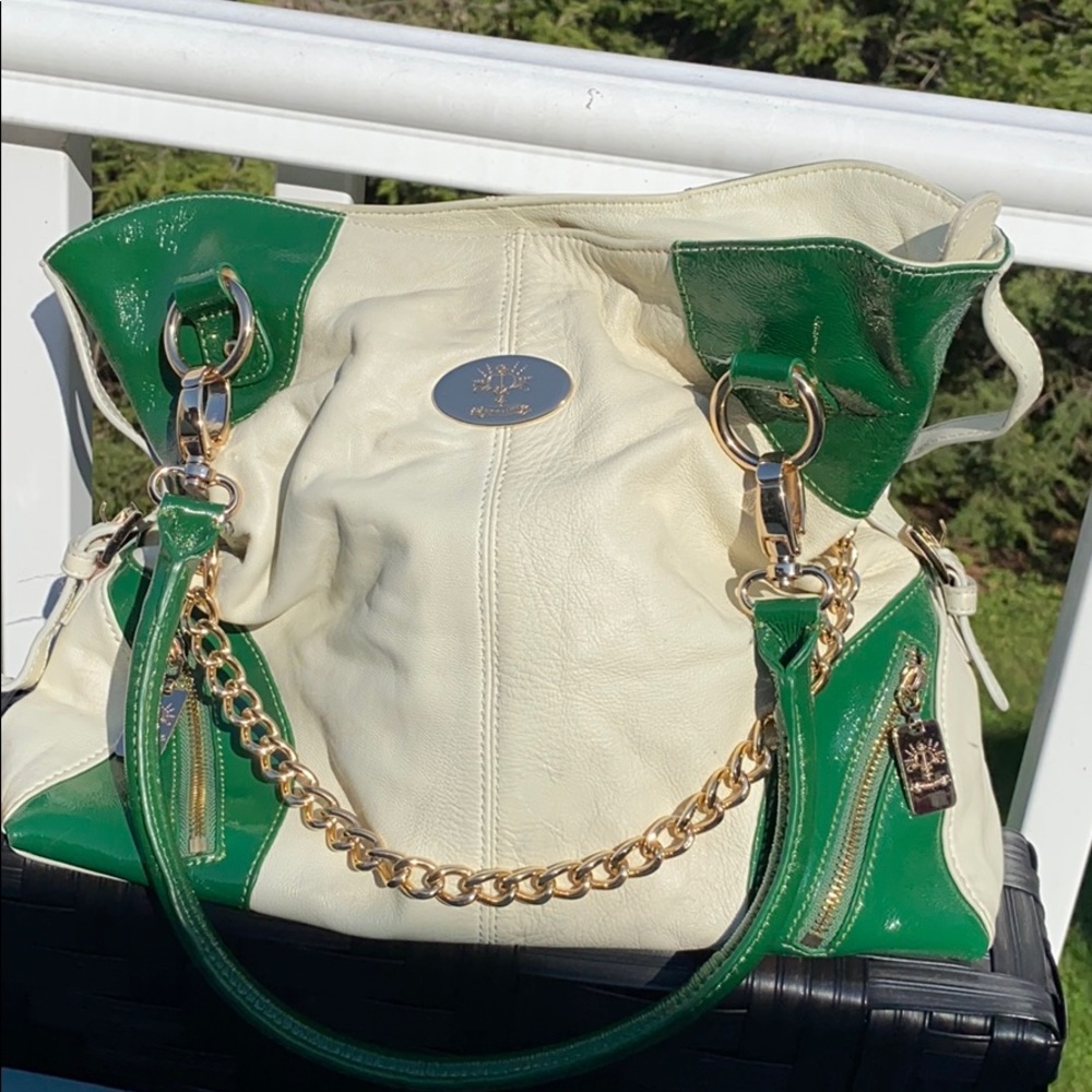 Christine Price leather cream/green purse